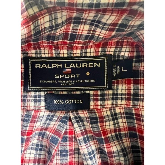 Ralph Lauren Mens Button Down Shirt Multicolor Plaid Long Sleeve Collar Logo L - Picture 3 of 8
